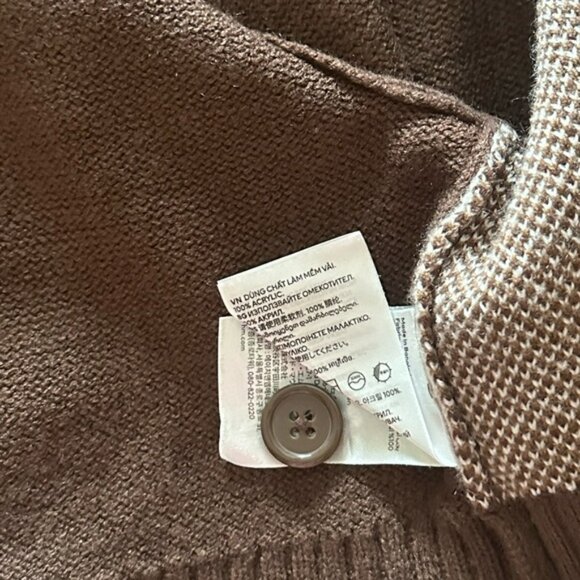 H&M Divided Brown and White Argyle Loose Cropped Cardigan - Women’s Size S - Picture 5 of 10